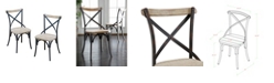 Walker Edison Reclaimed Wood Industrial Metal Dining Chairs, Set of 2